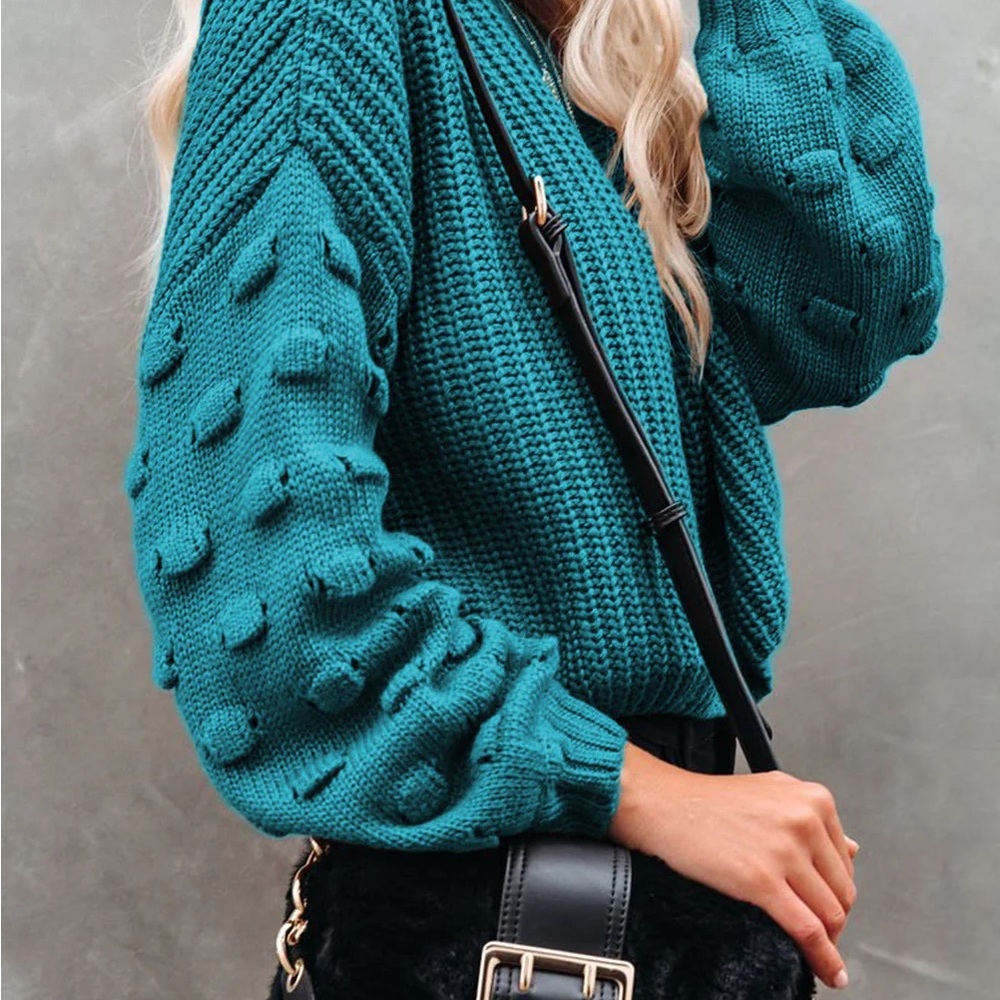 Teal Textured Knit Sweater